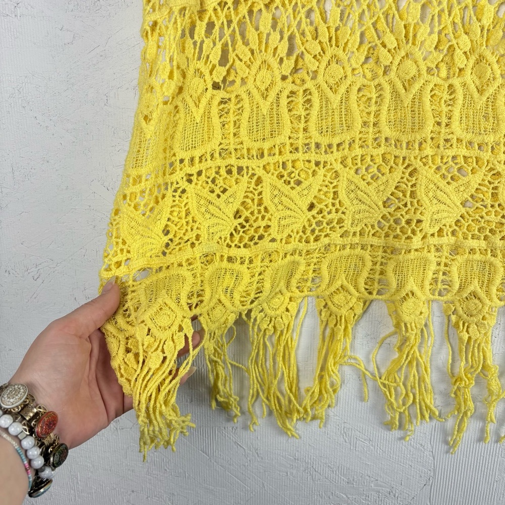 Unbranded Yellow Crochet Fringe Crop Top S/M - Picture 5 of 7
